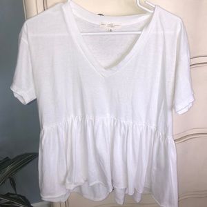 White ruffle tee